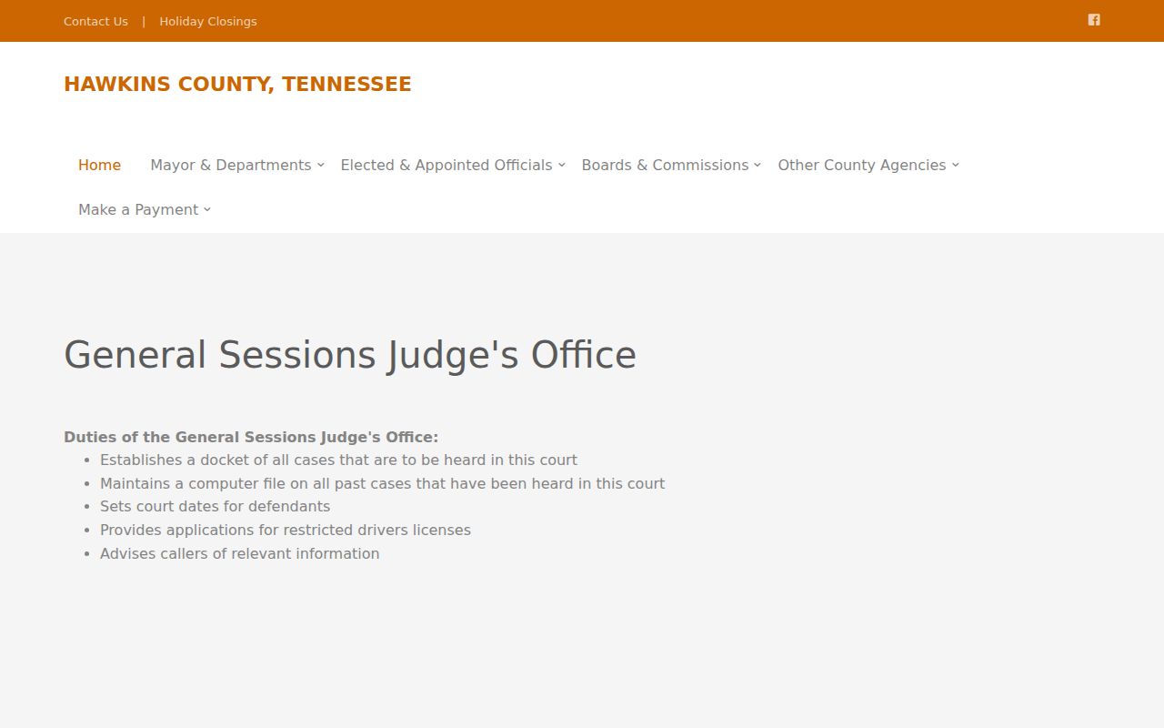 Hawkins County General Sessions criminal case information