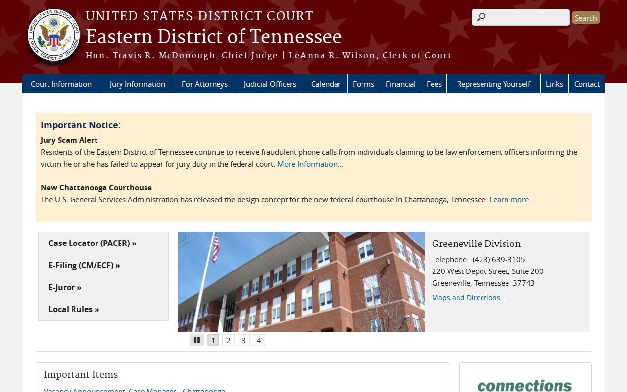 Hawkins County criminal history Eastern District federal court