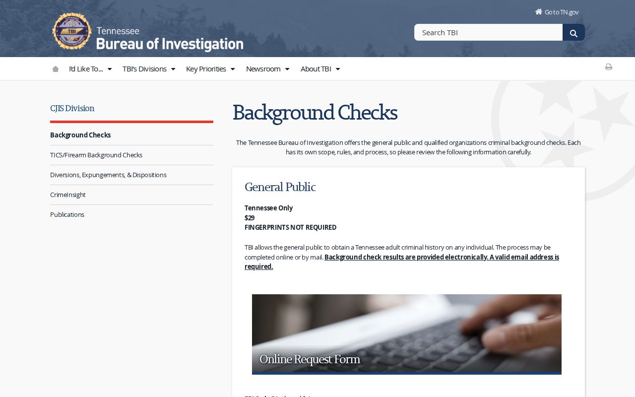 Hawkins County criminal history TBI background check information