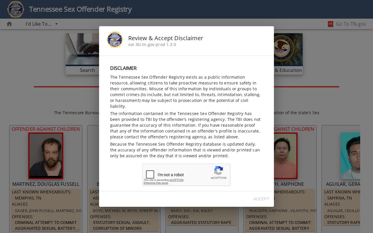 Tennessee registry search for Hawkins County sex offenders